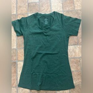 WoolX MIA merino Green V-Neck Top